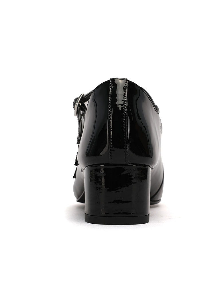 Diana – Mary Jane Donna Tacco Chunky Punta Quadrata in Pelle Vintage