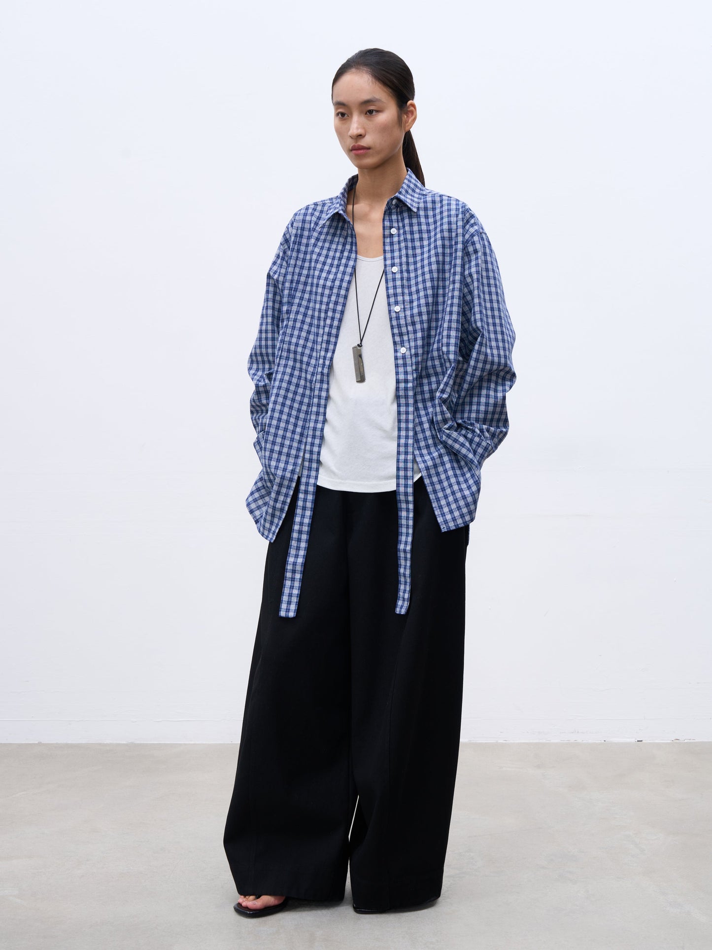 Quirita - Camicia Retro Blu White Plaid Donna
