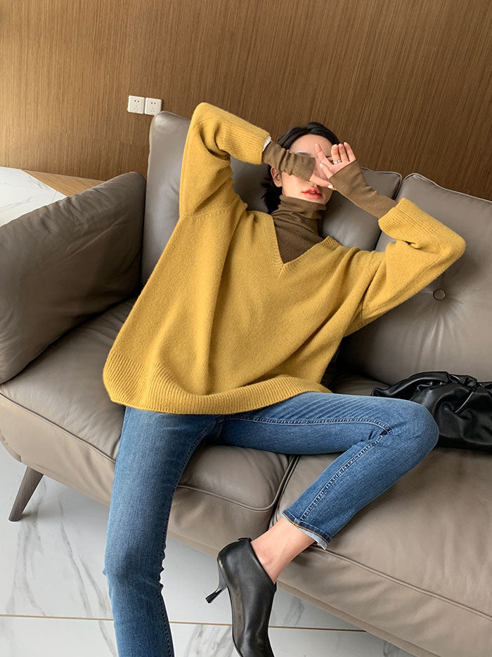 Cristiana – Maglione Donna in Maglia con Scollo a V