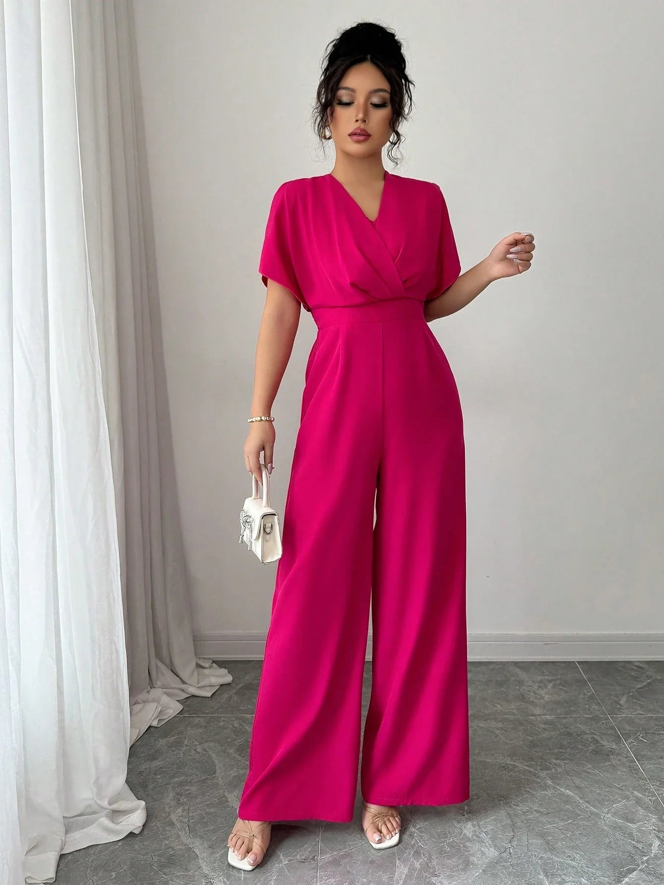 Immacolata - Tuta Elegante Cintura Scollo V Incrociato Donna
