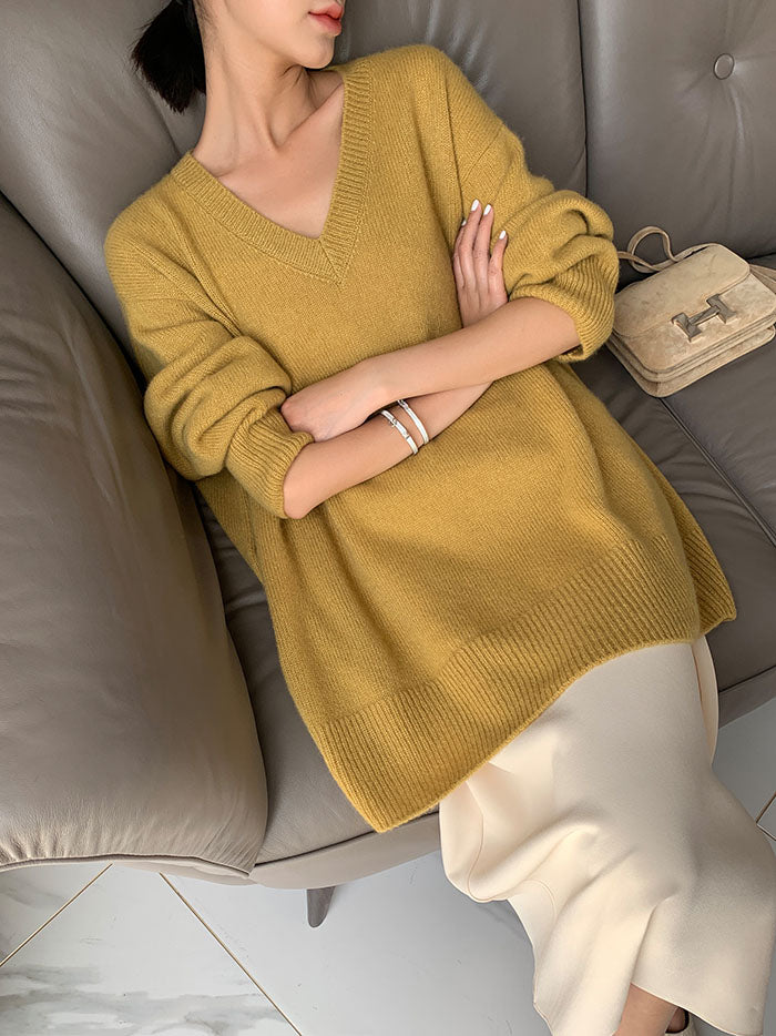 Cristiana – Maglione Donna in Maglia con Scollo a V