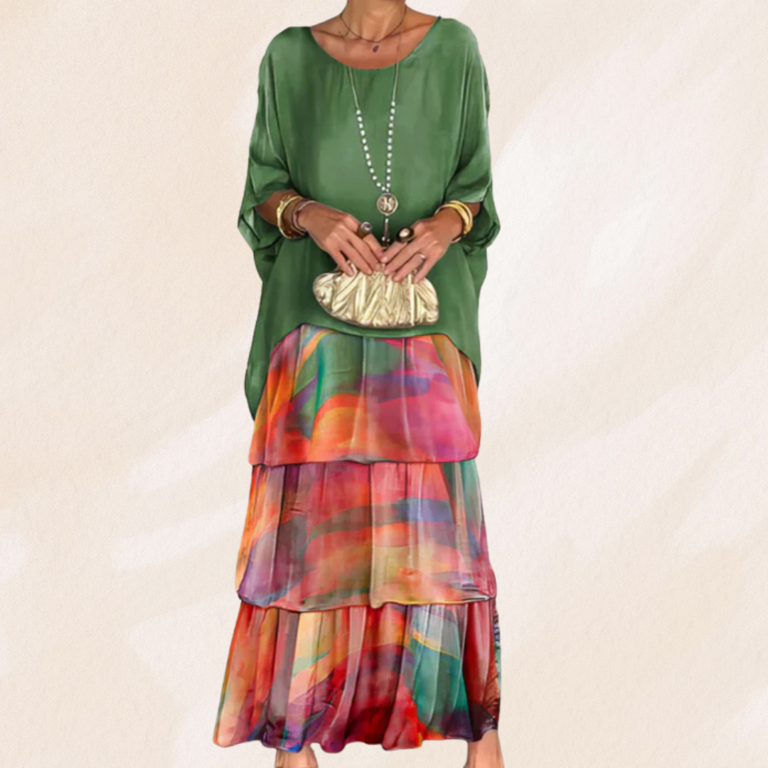 Jeannette – Vestito Maxi Donna con Collo Tondo Ampio