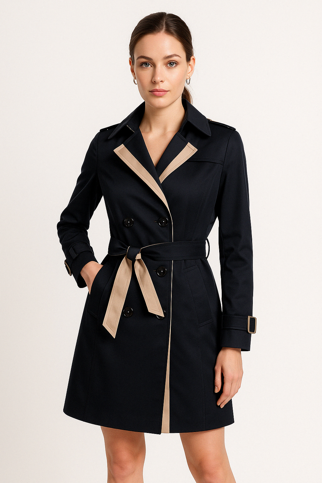 Nadia - Trench Elegante Bicolore da Donna