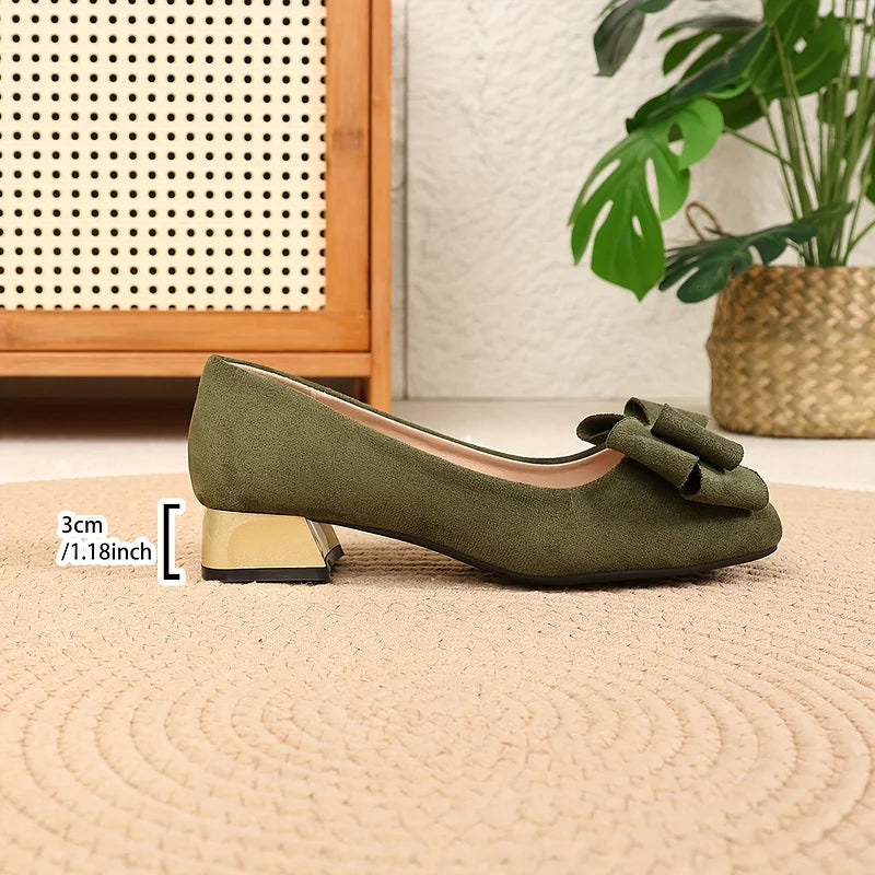 Laura - Pumps Tacco Basso Fiocco Eleganti Donna