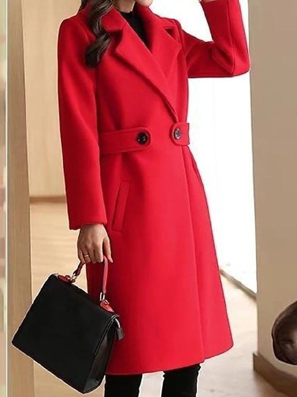 Katia - Cappotto Lungo Donna Doppio Petto con Cintura