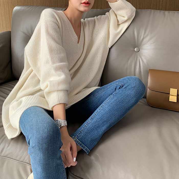 Cristiana – Maglione Donna in Maglia con Scollo a V