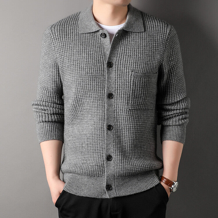 Raul – Cardigan Autunnale Con Risvolto Jacquard Intrecciato