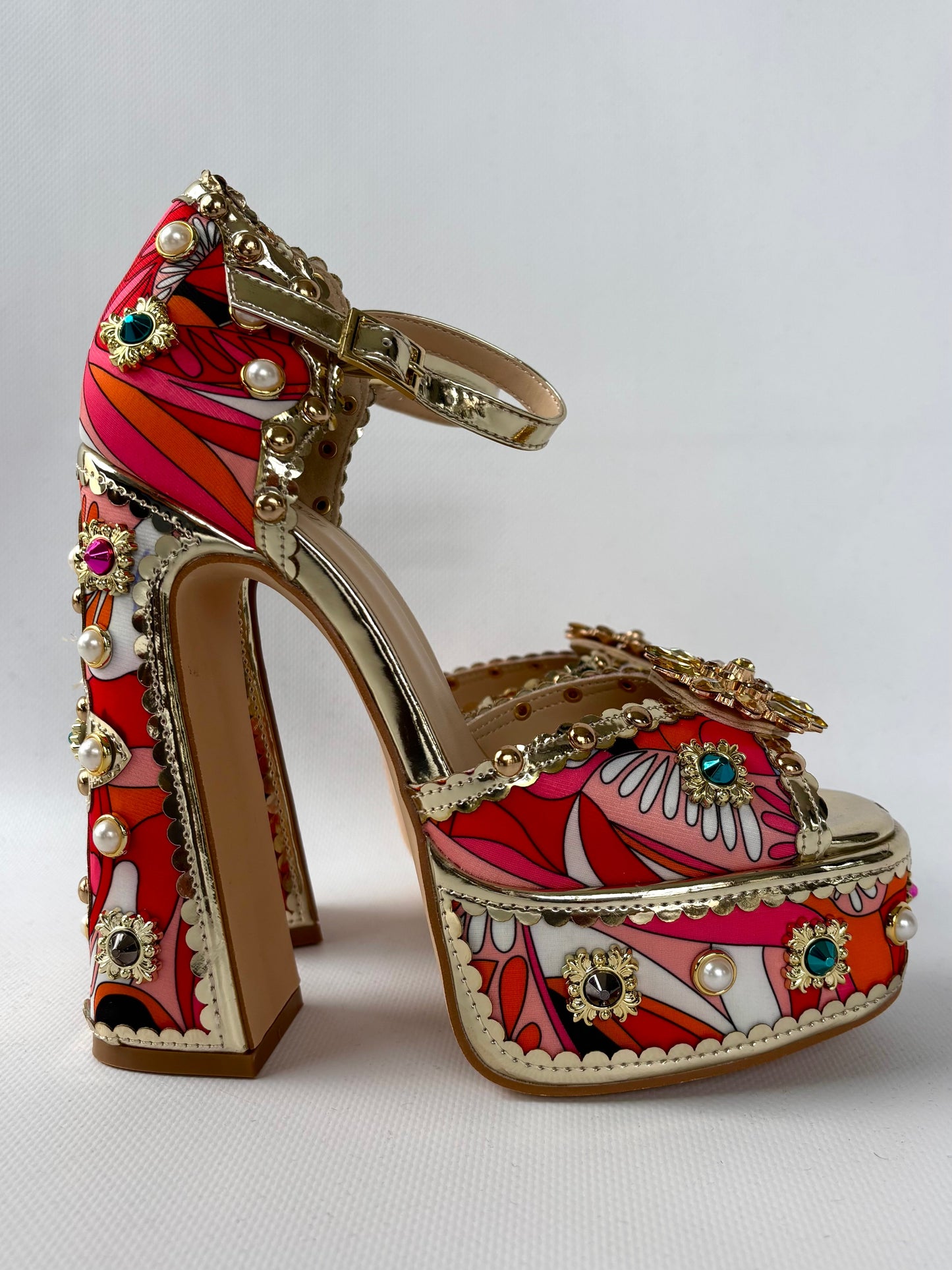 Rachele - Sandali platform alti rossi da donna