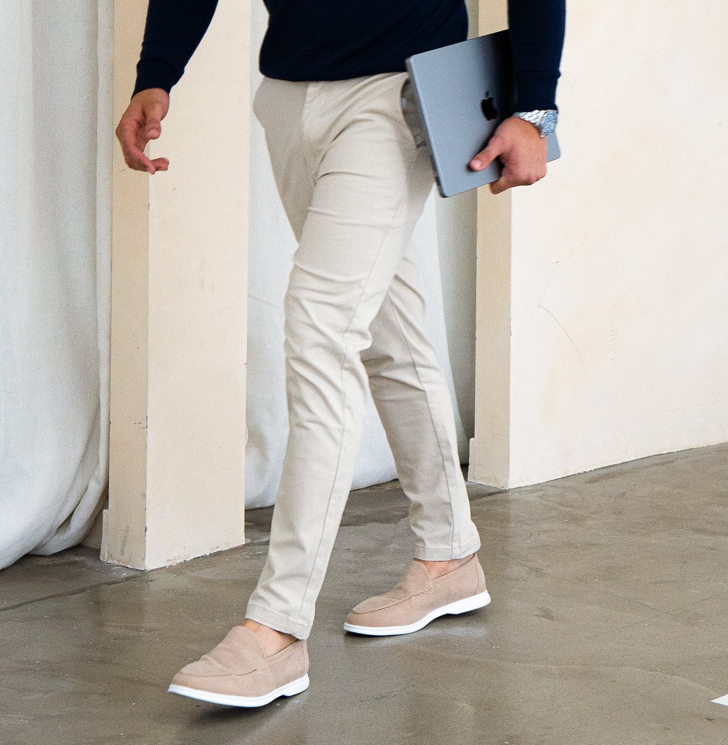 Kenneth - Mocassini Uomo Beige Eleganti Stile Promenade