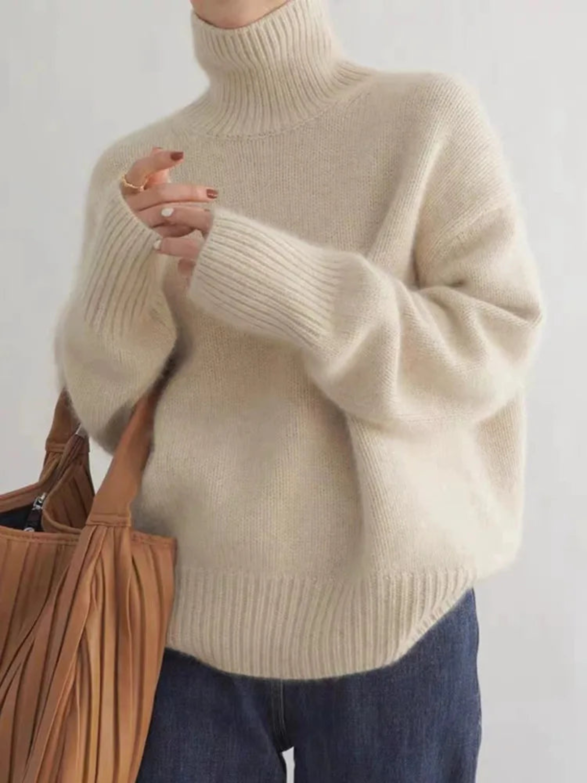 Vera – Maglione a Collo Alto Comodo in Maglia