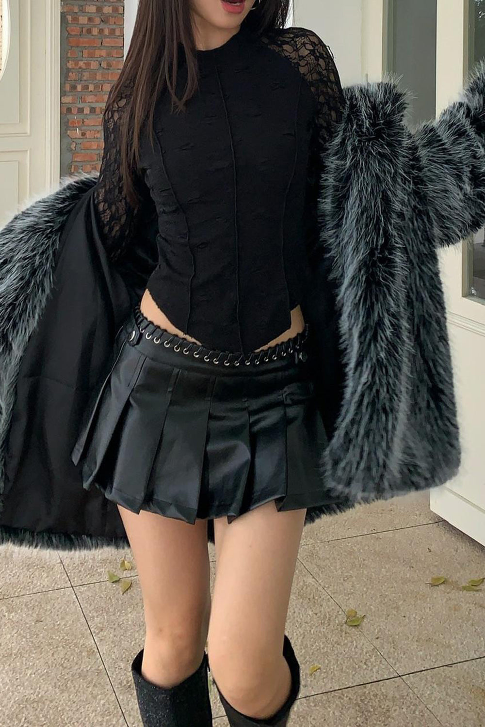 Chiara - Cappotto Midi Elegante in Pelliccia Sintetica Bicolore