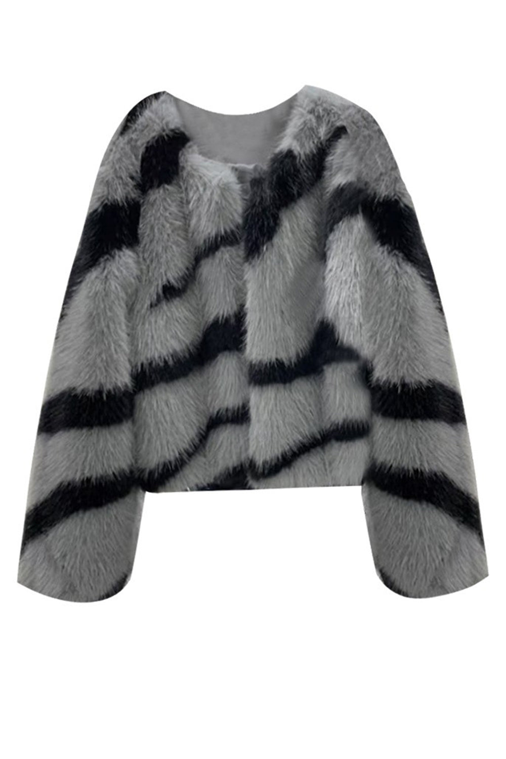 Federica - Cappotto corto in ecopelliccia con maniche lunghe, elegante e confortevole