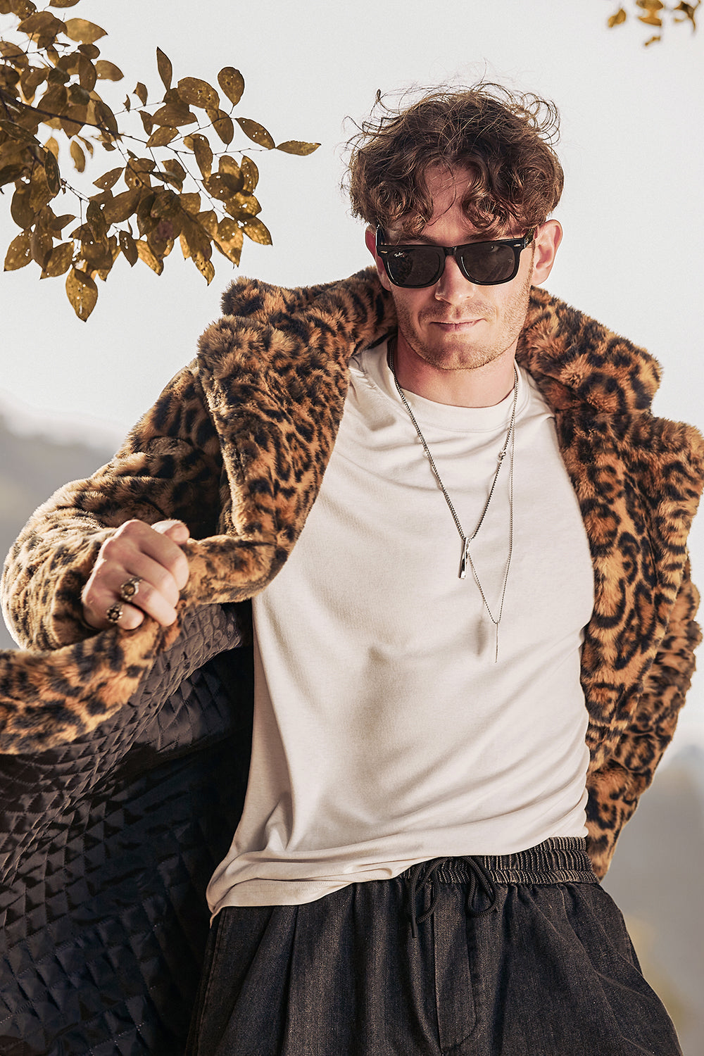 Roberto – Cappotto Invernale Di Media Lunghezza Con Risvolto Leopardato