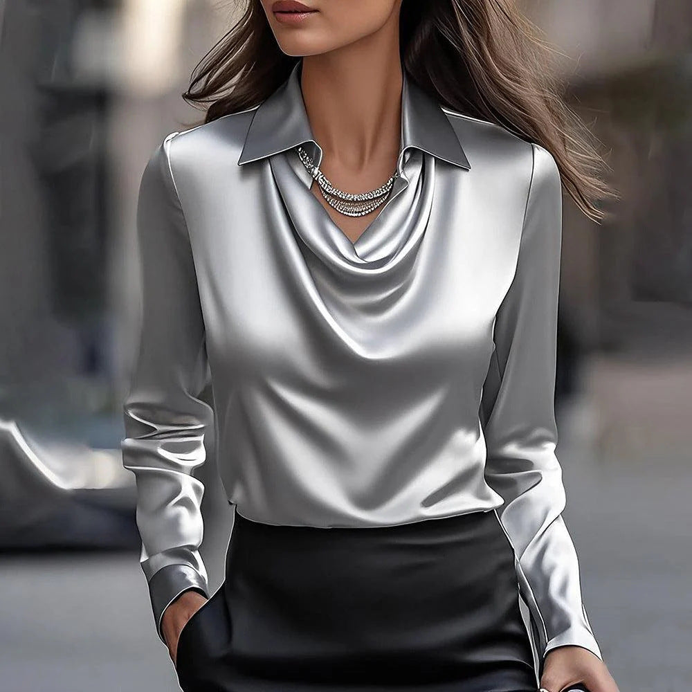 Enrica – Camicia Con Collo Drappeggiato E Taglio Irregolare