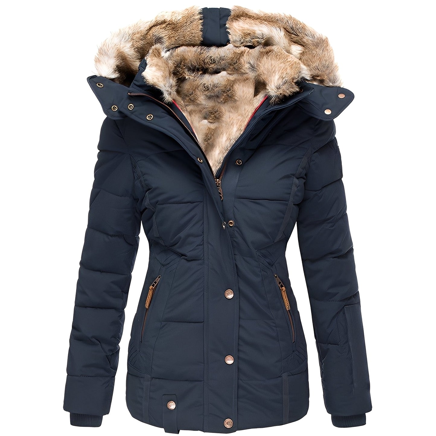 Fulvia - Giacca elegante e sottile con colletto in pelliccia per donna