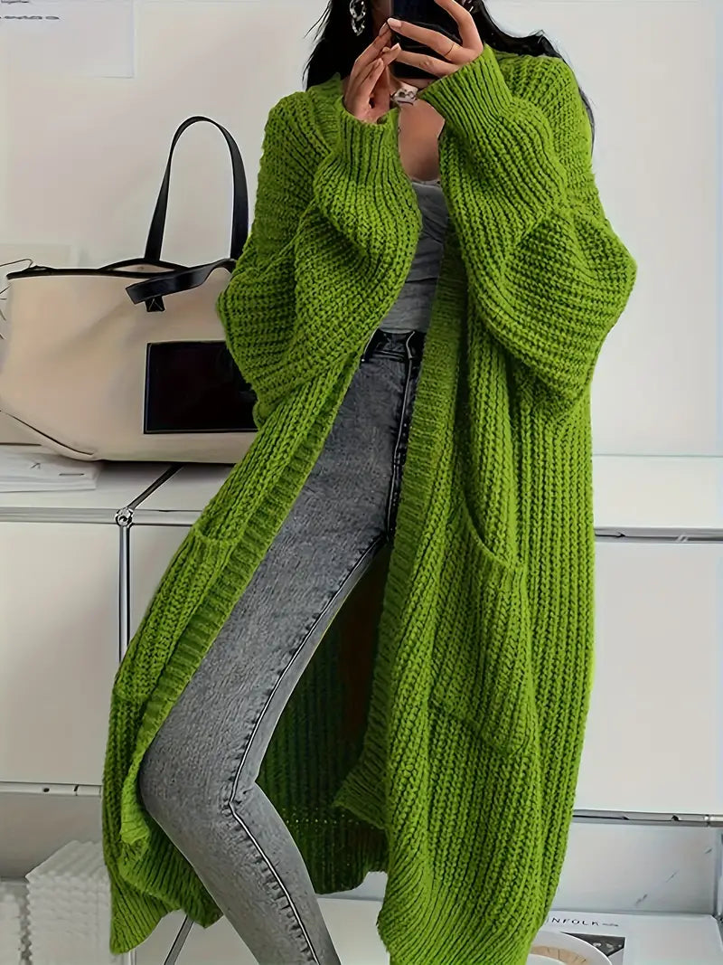 Damiana – Cardigan Donna Lungo Invernale Lavorato a Maglia