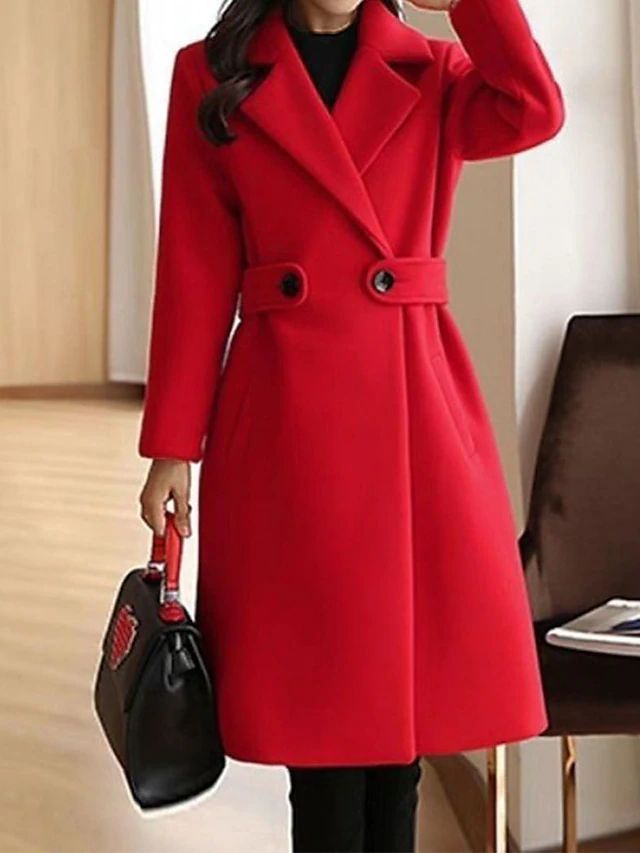 Katia - Cappotto Lungo Donna Doppio Petto con Cintura