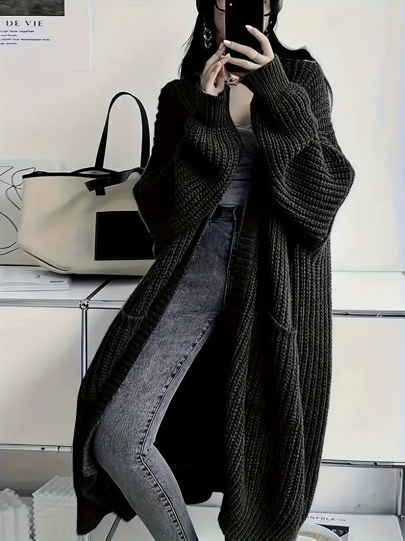 Damiana – Cardigan Donna Lungo Invernale Lavorato a Maglia