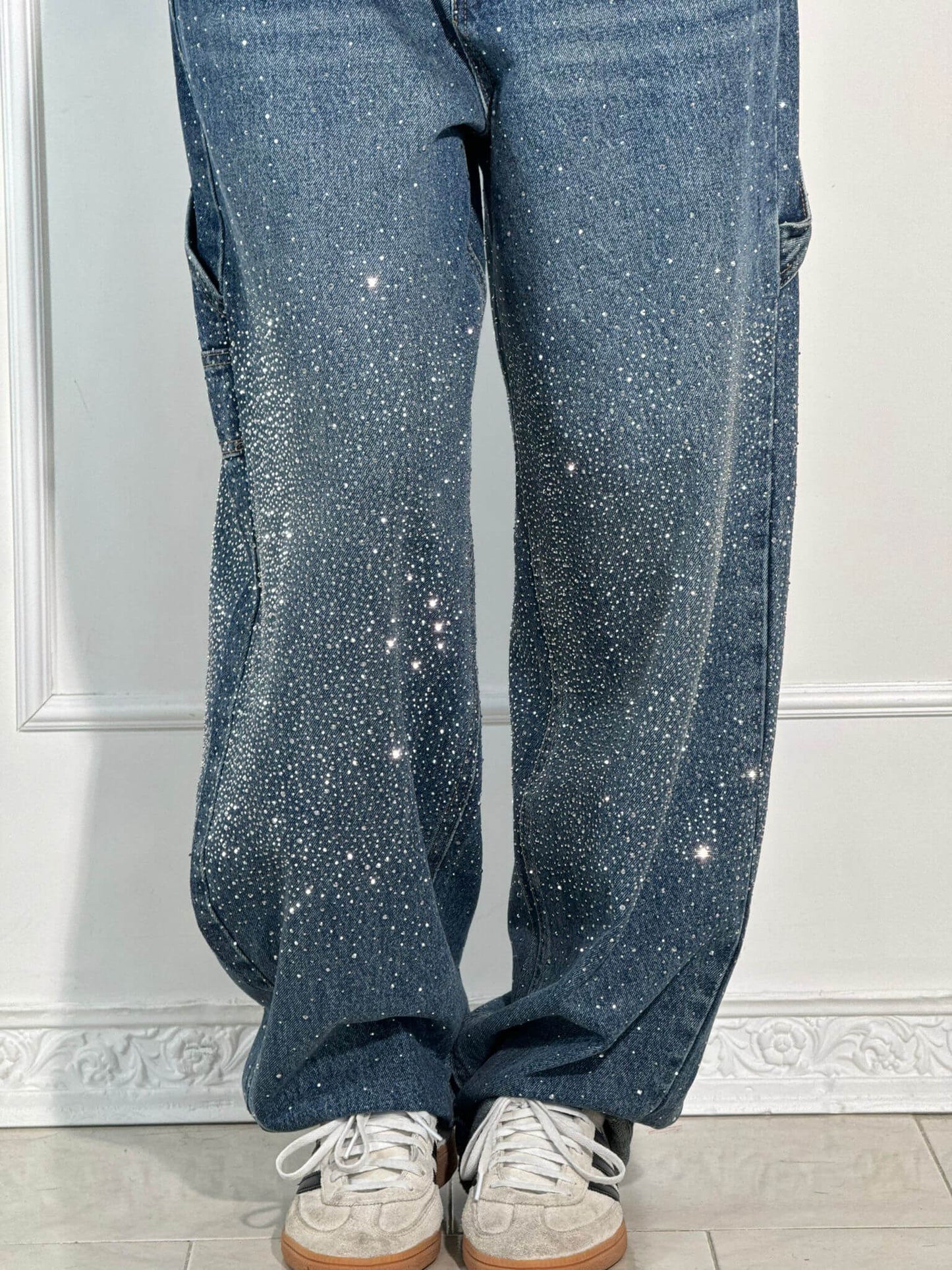 Uva - Jeans donna baggy effetto paint urban