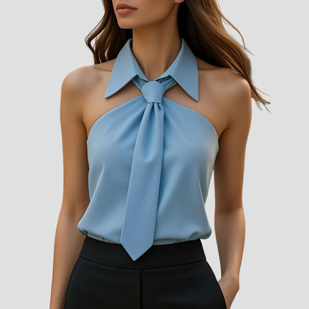 Treisia - Blusa estiva elegante con collo halter donna