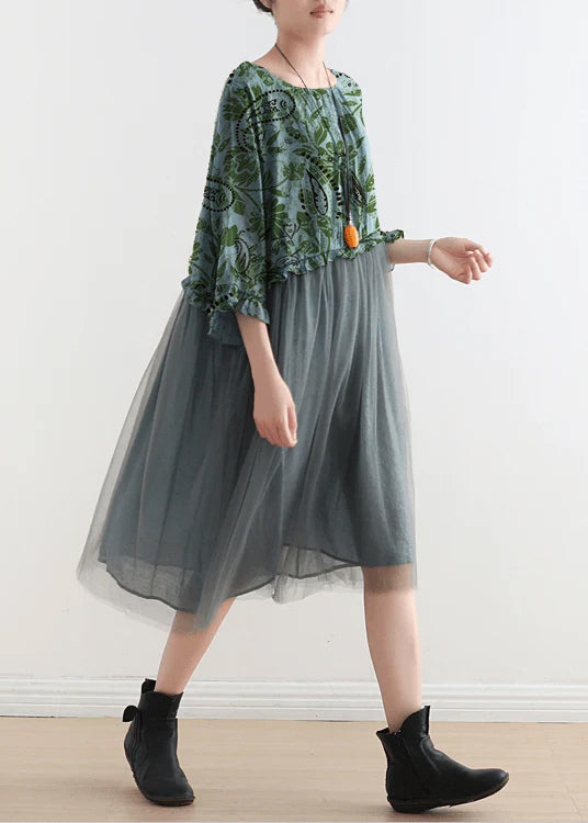 Serena - Vestito lungo estivo in chiffon azzurro donna