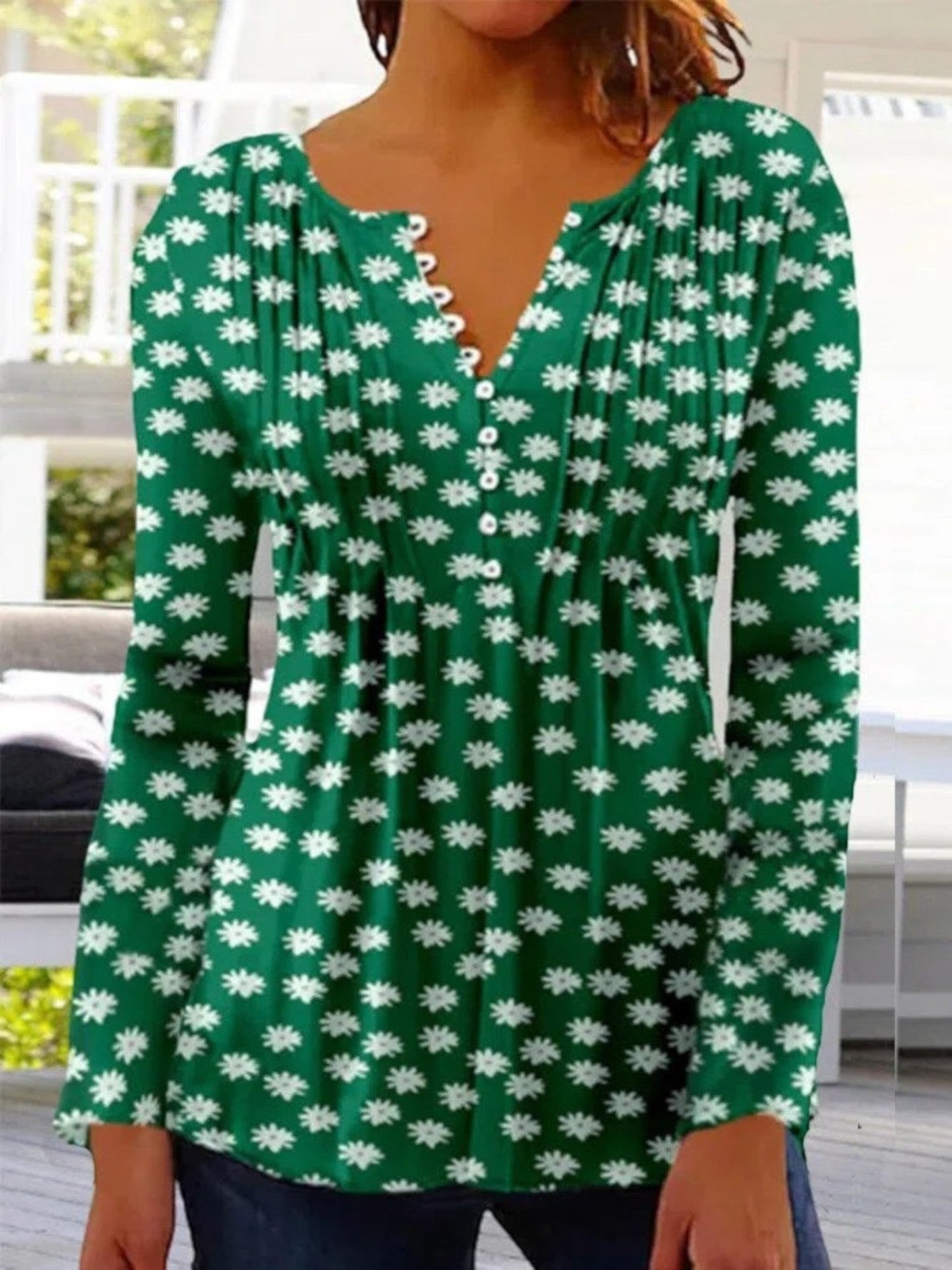 Giselda - Camicetta Floreale Con Scollo A V Per Donna