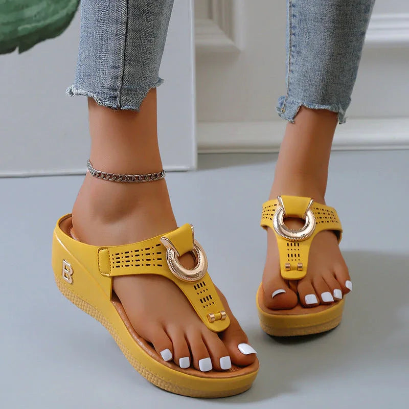 Miranda – Sandali con Zeppa in Pelle Stile Fresco
