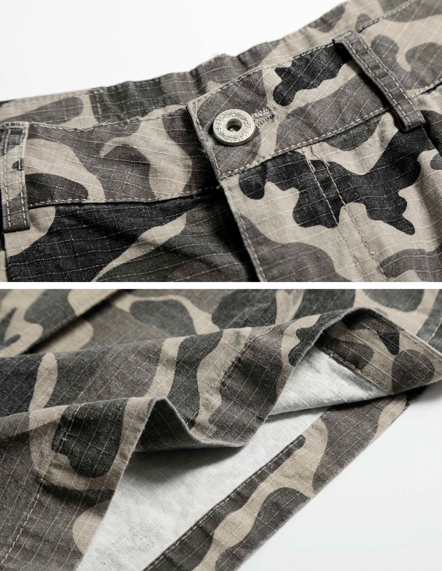 Pura - Pantaloni Cargo Capri Camouflage Ruched Donna Moderni