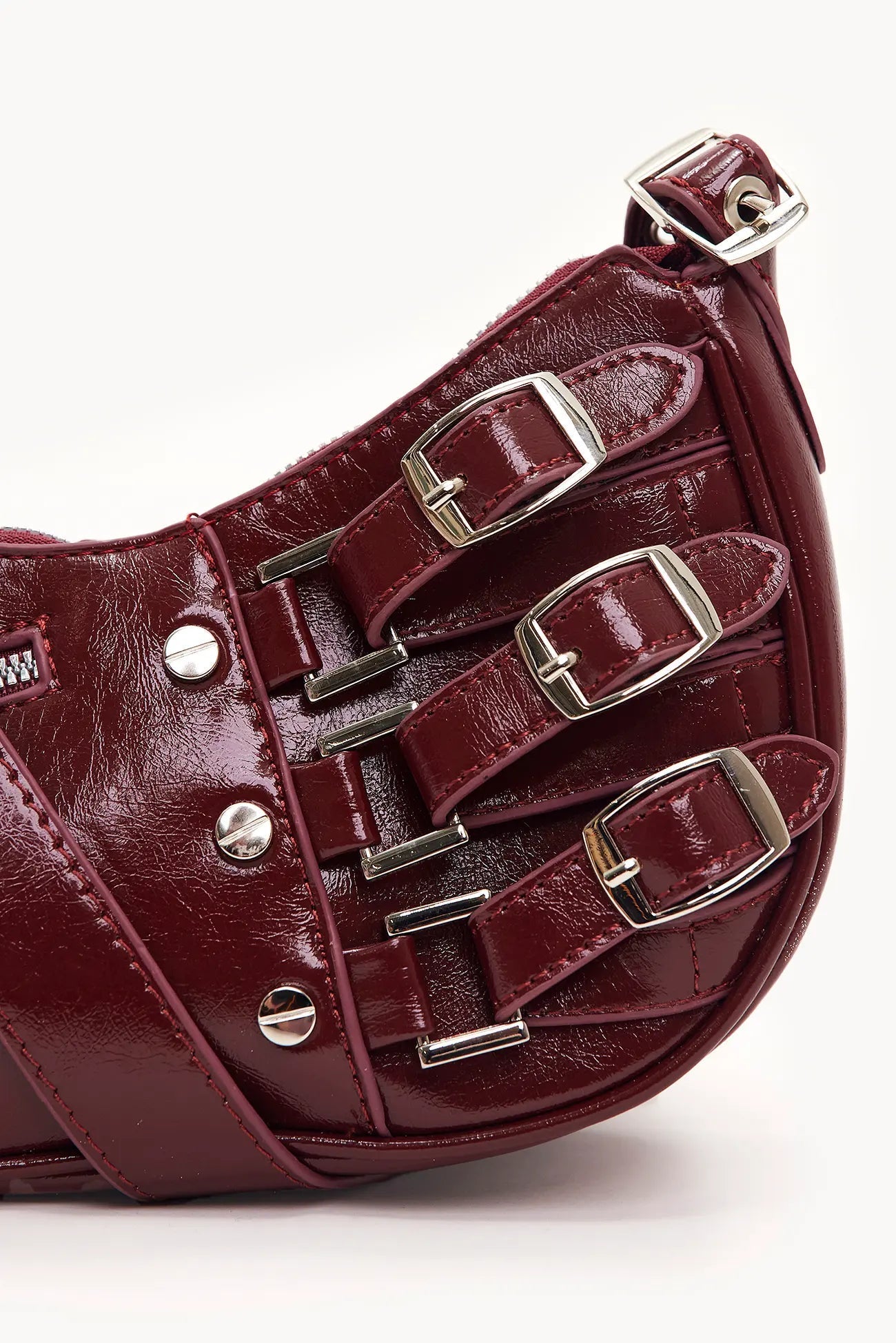Debora – Borsa Modello Baguette Con Fibbie Decorative E Chiusura Zip