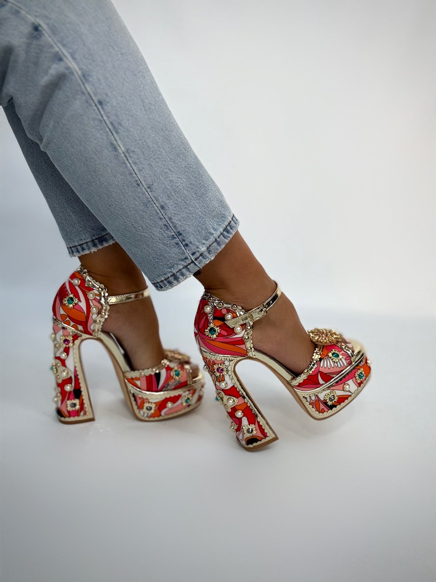 Rachele - Sandali platform alti rossi da donna