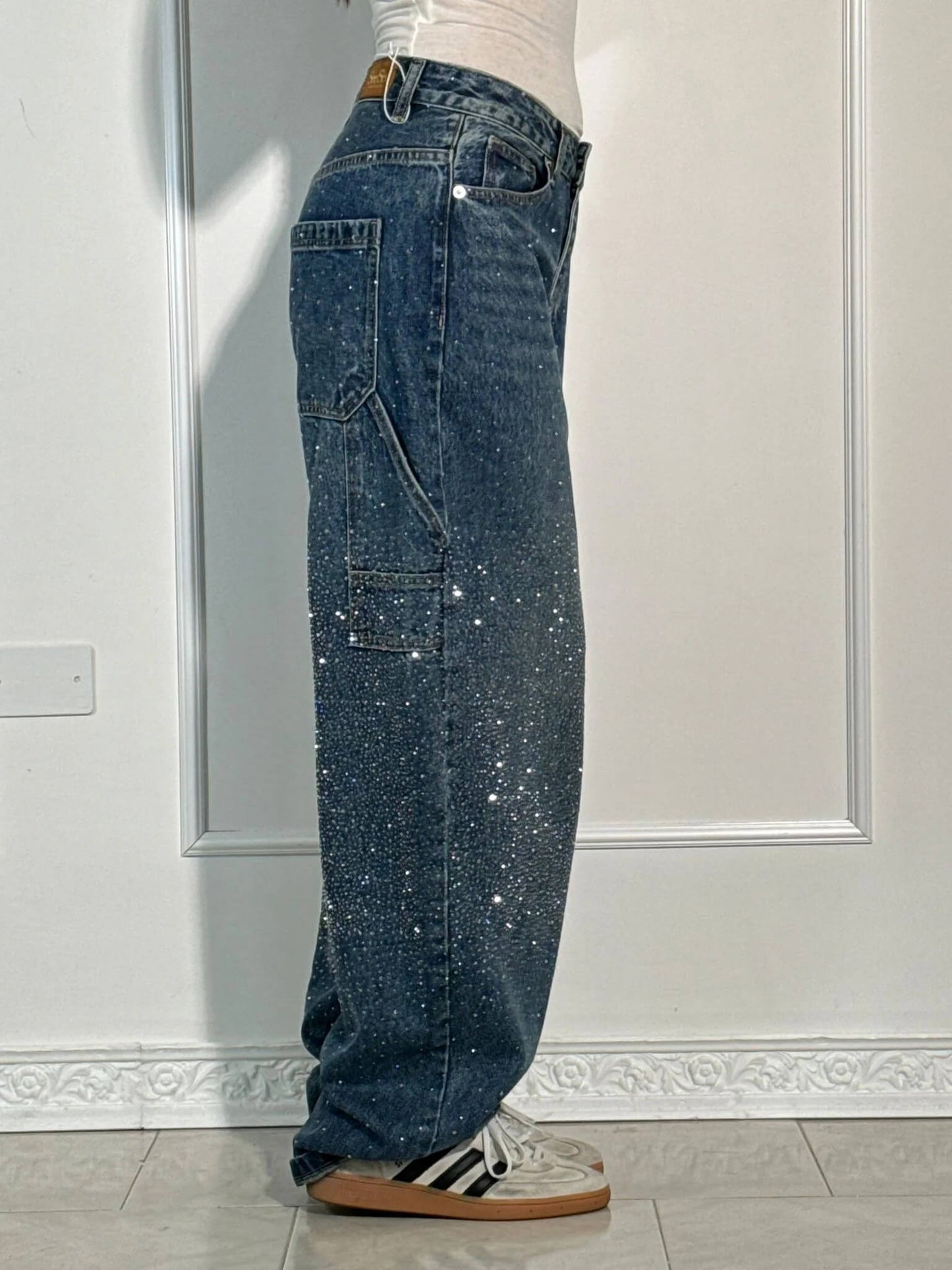 Uva - Jeans donna baggy effetto paint urban