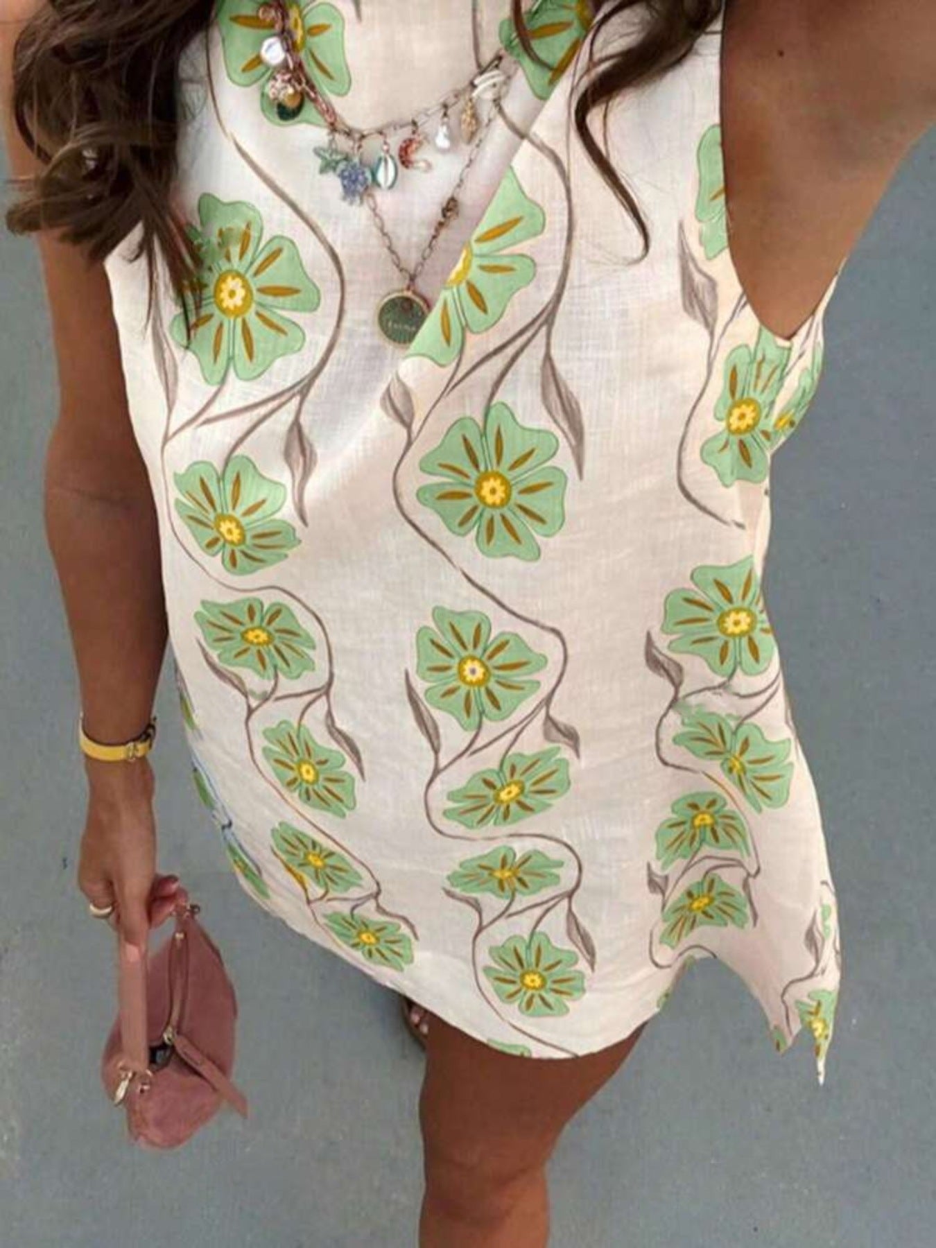 Morena - Abito Mini Floreale Senza Maniche Donna Estivo
