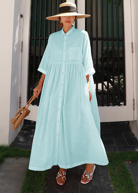 Smeralda - Vestito lungo boho rosa a righe donna