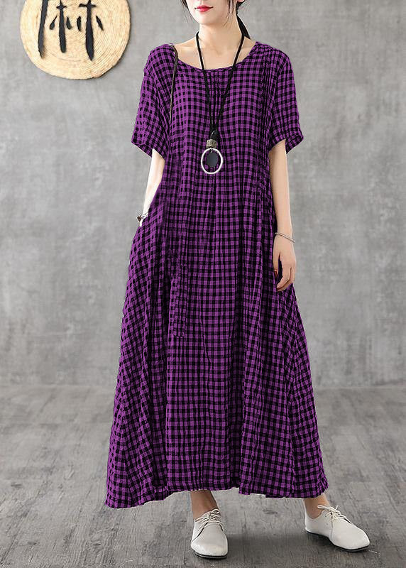 Giulia - Abito Patchwork Nero Plaid Estivo Elegante