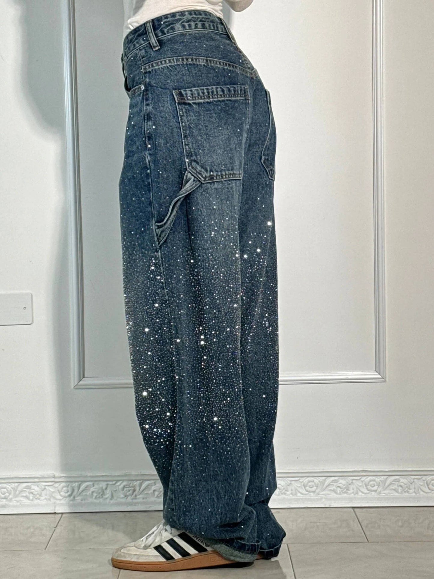 Uva - Jeans donna baggy effetto paint urban