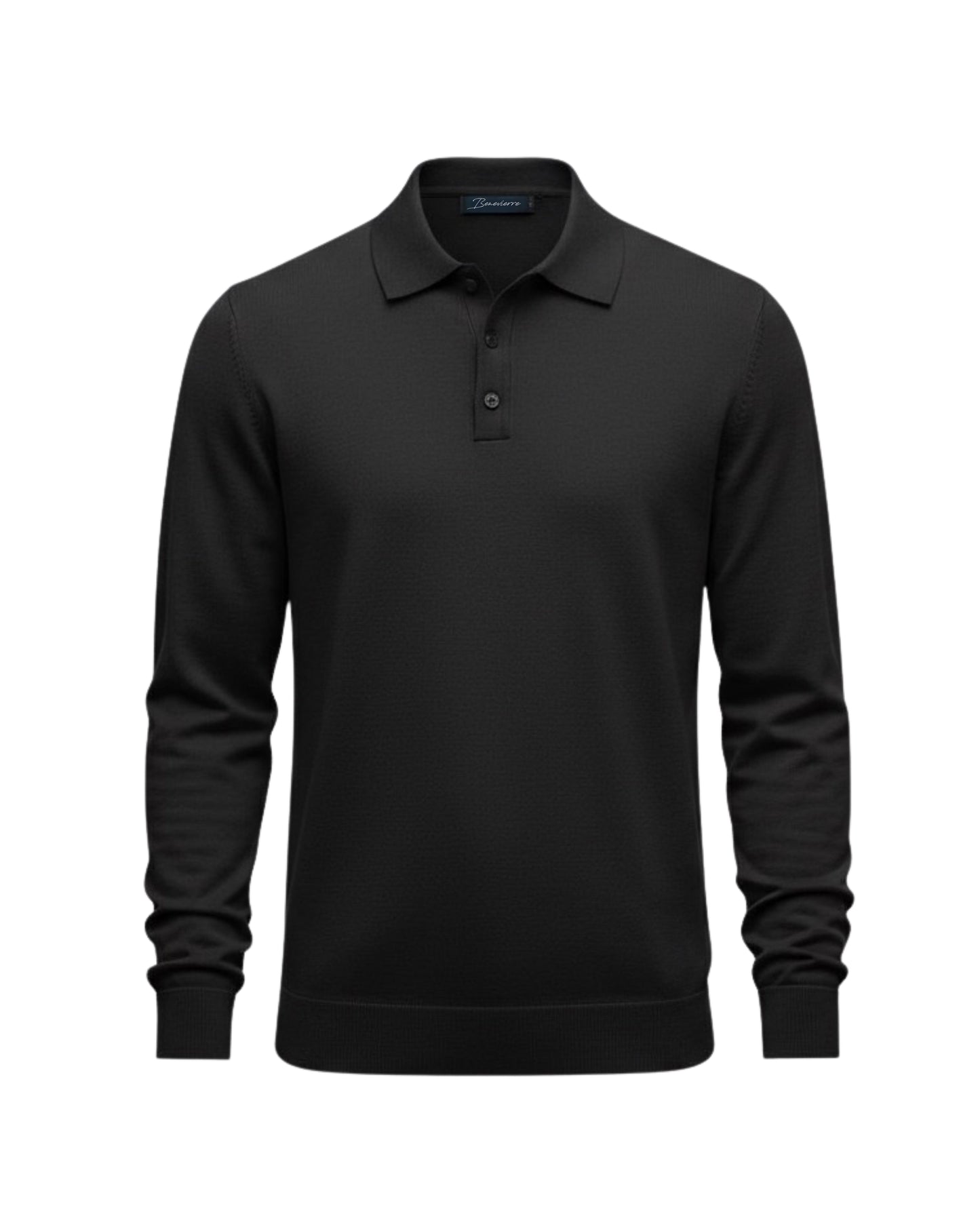 Ricardus - Polo Manica Lunga Uomo Nera Maglia Elegante