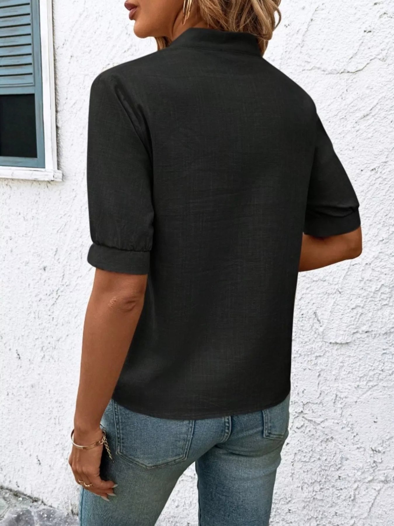Kostanza - Blusa Donna Ricamata Scollo Manica Corta Chic