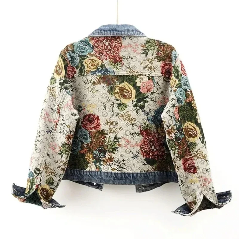 Lucia - Giacca Donna in Denim con Stampa Floreale