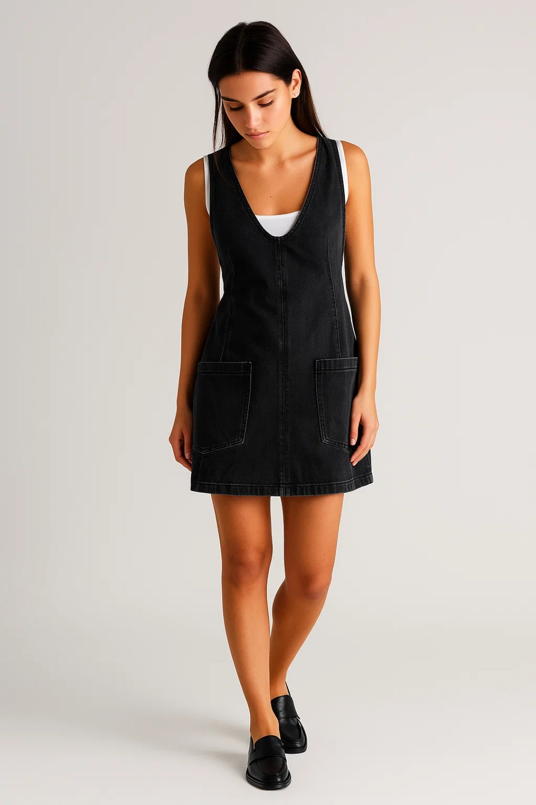 Purity – Abito Modello Salopette Con Scollo A V E Tasche Applicate