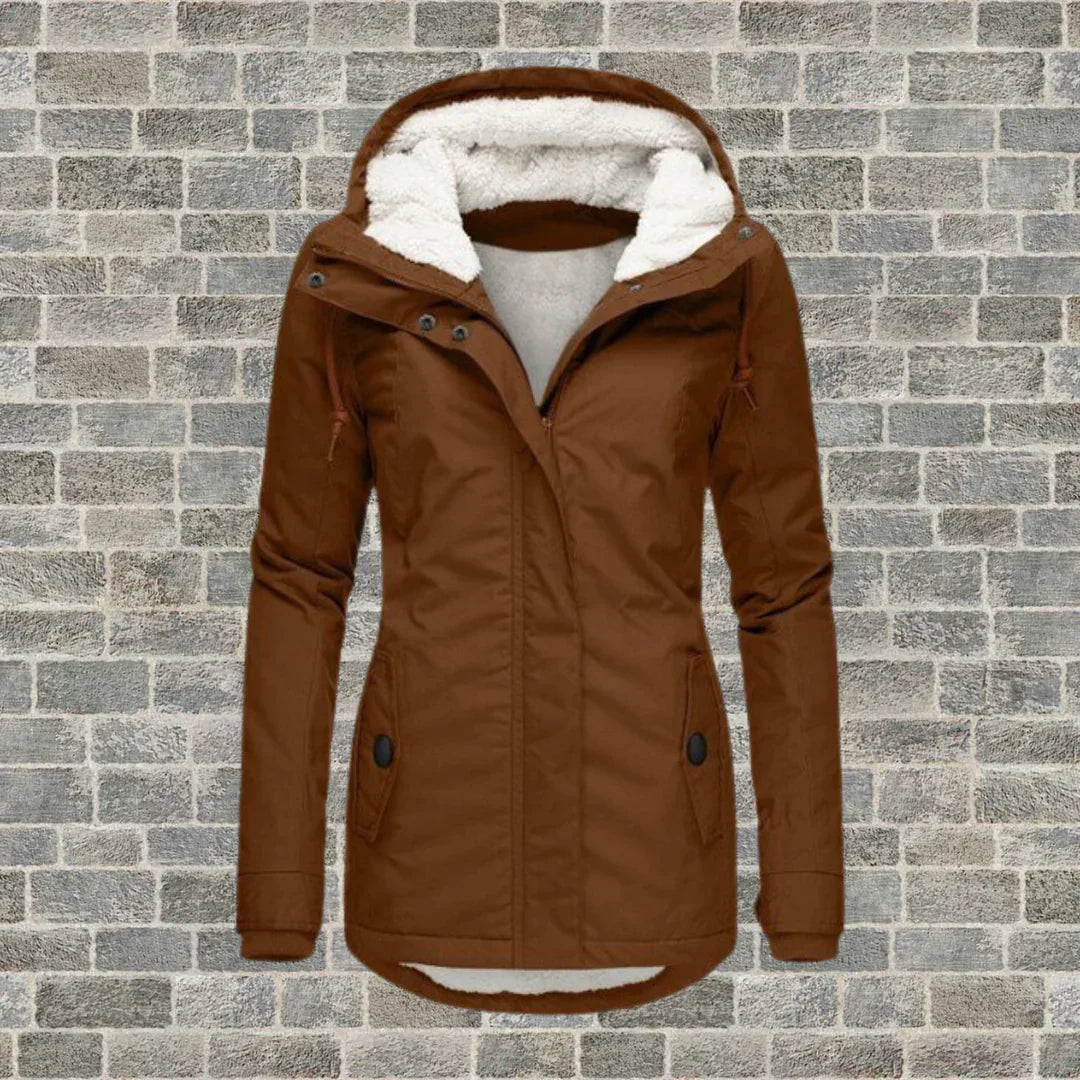 Adelina – Cappotto in Cotone Plissettato con Cappuccio Marrone