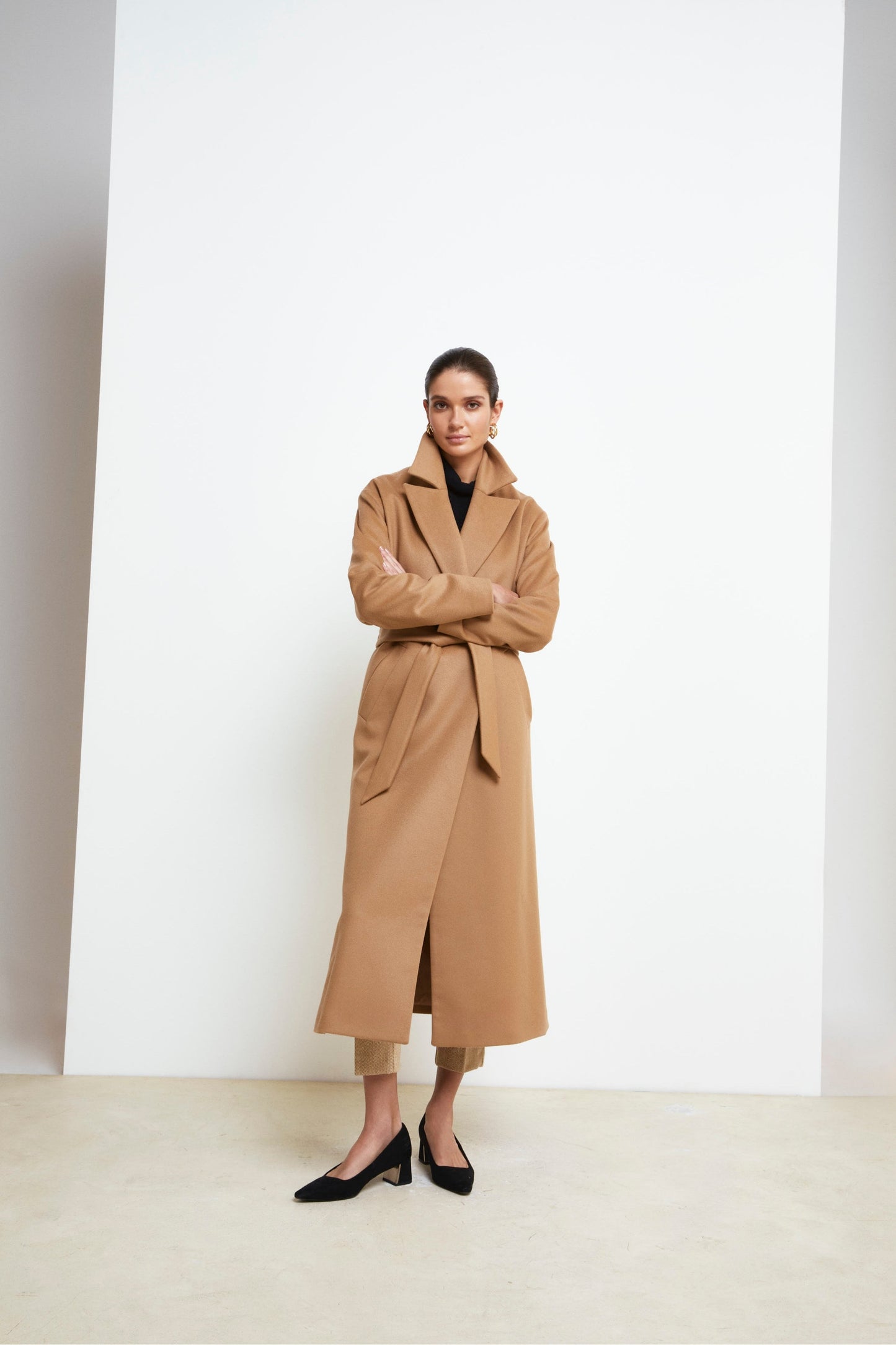 Adriana - Cappotto doppiopetto lungo con cintura CAMMELLO 7