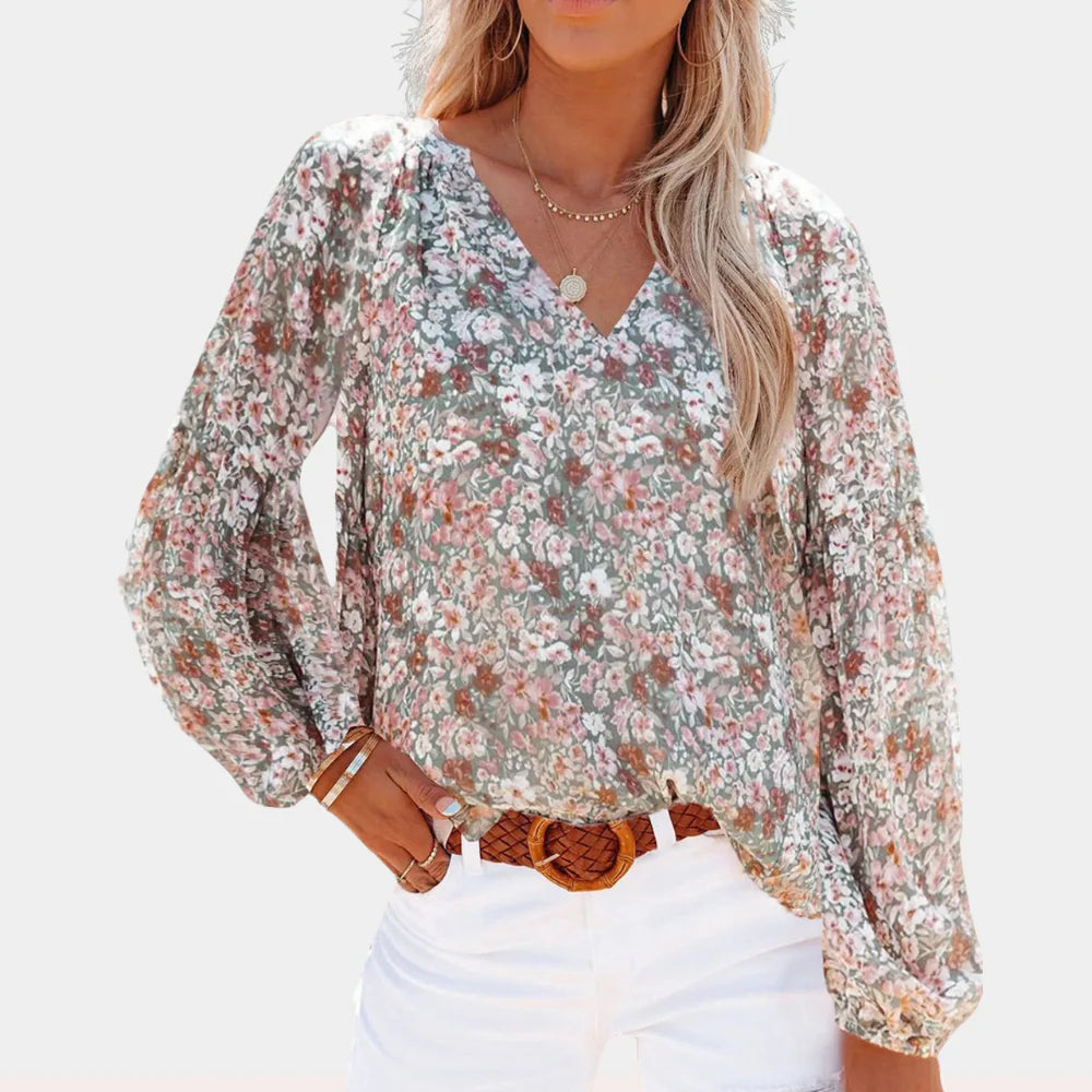 Agnese - Blusa a Maniche Lunghe per Donna Multicolore