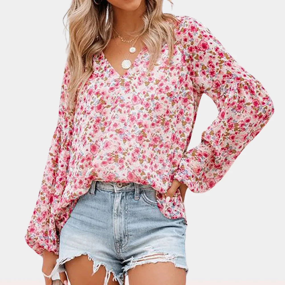 Agnese - Blusa a Maniche Lunghe per Donna Rosa