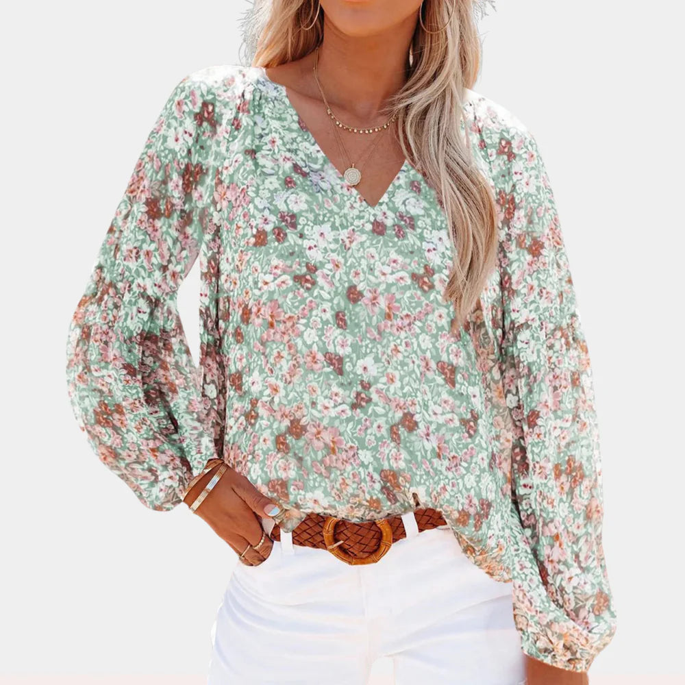 Agnese - Blusa a Maniche Lunghe per Donna Verde