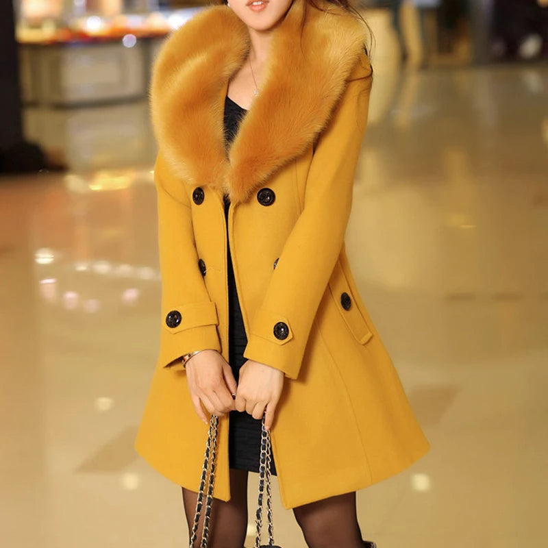 Alessandra - Damen Luxus Mantel Elegant Raffiniert Winter Giallo