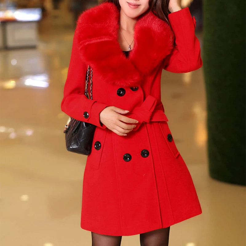 Alessandra - Damen Luxus Mantel Elegant Raffiniert Winter Rosso