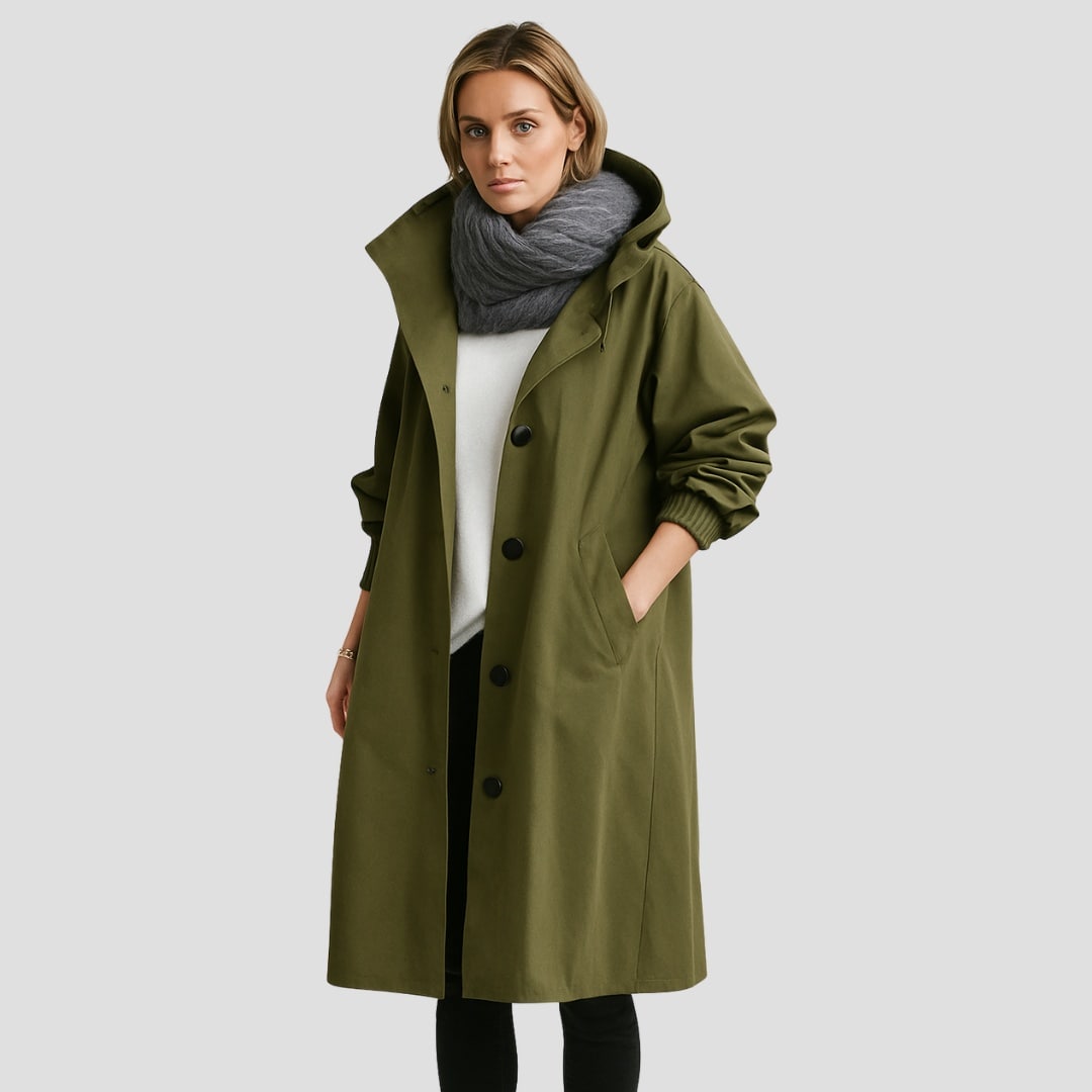 Amelia – Trench Coat Oversize Elegante da Donna Cachi