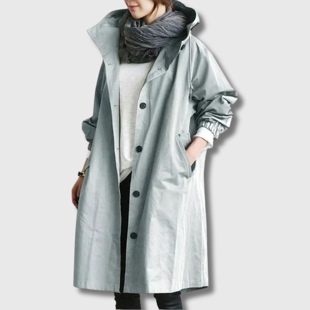 Amelia – Trench Coat Oversize Elegante da Donna Verde