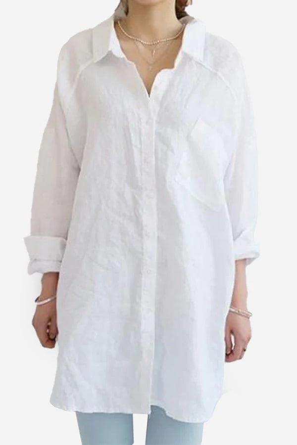 Antea - Camicia di lino oversized Blanc