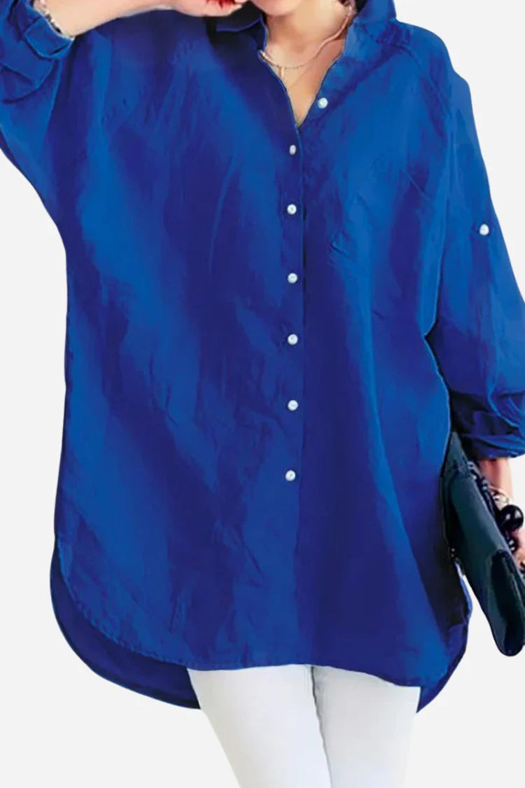 Antea - Camicia di lino oversized Blu